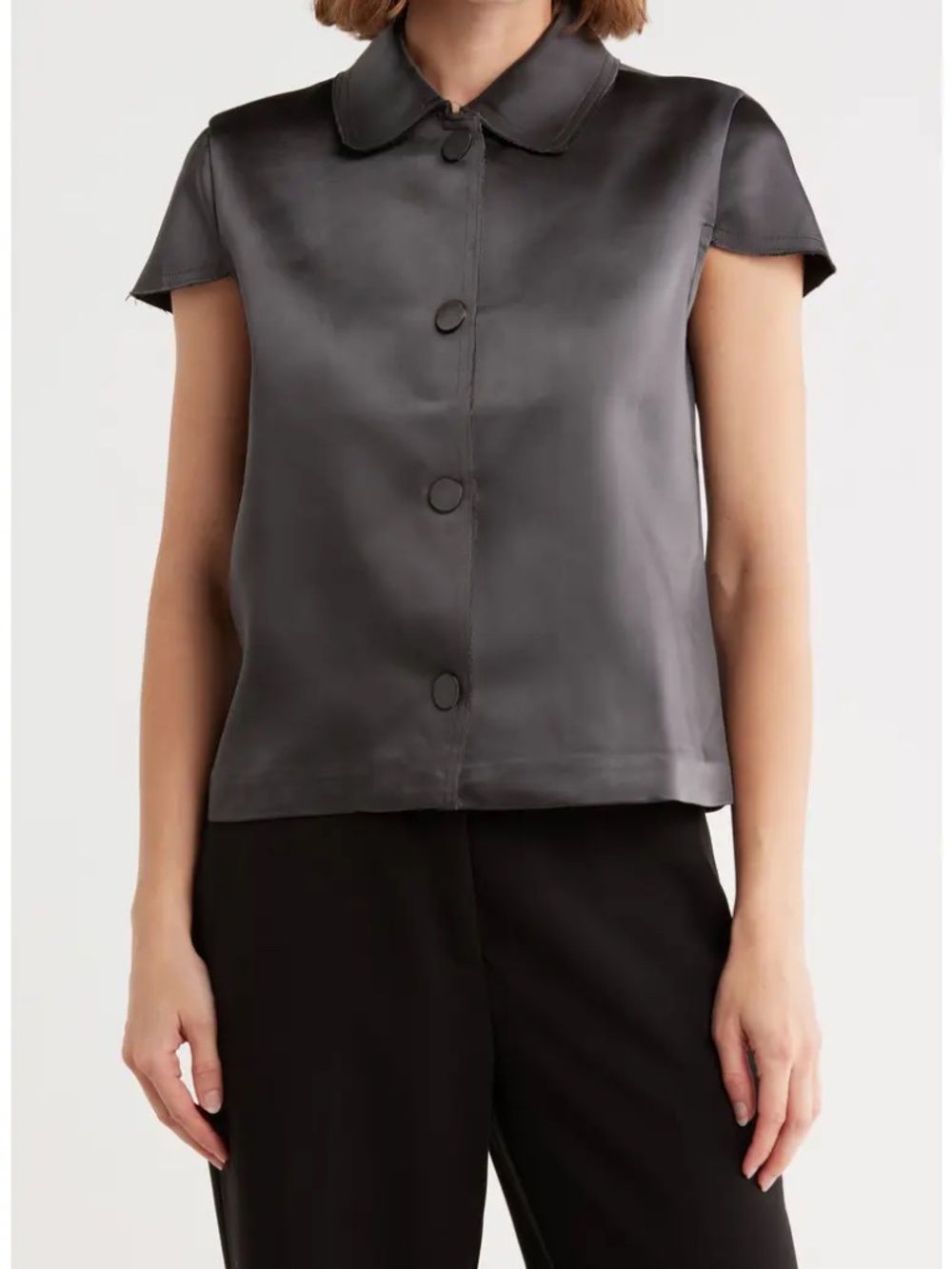 NWT JASON WU satin button-up blouse with collar